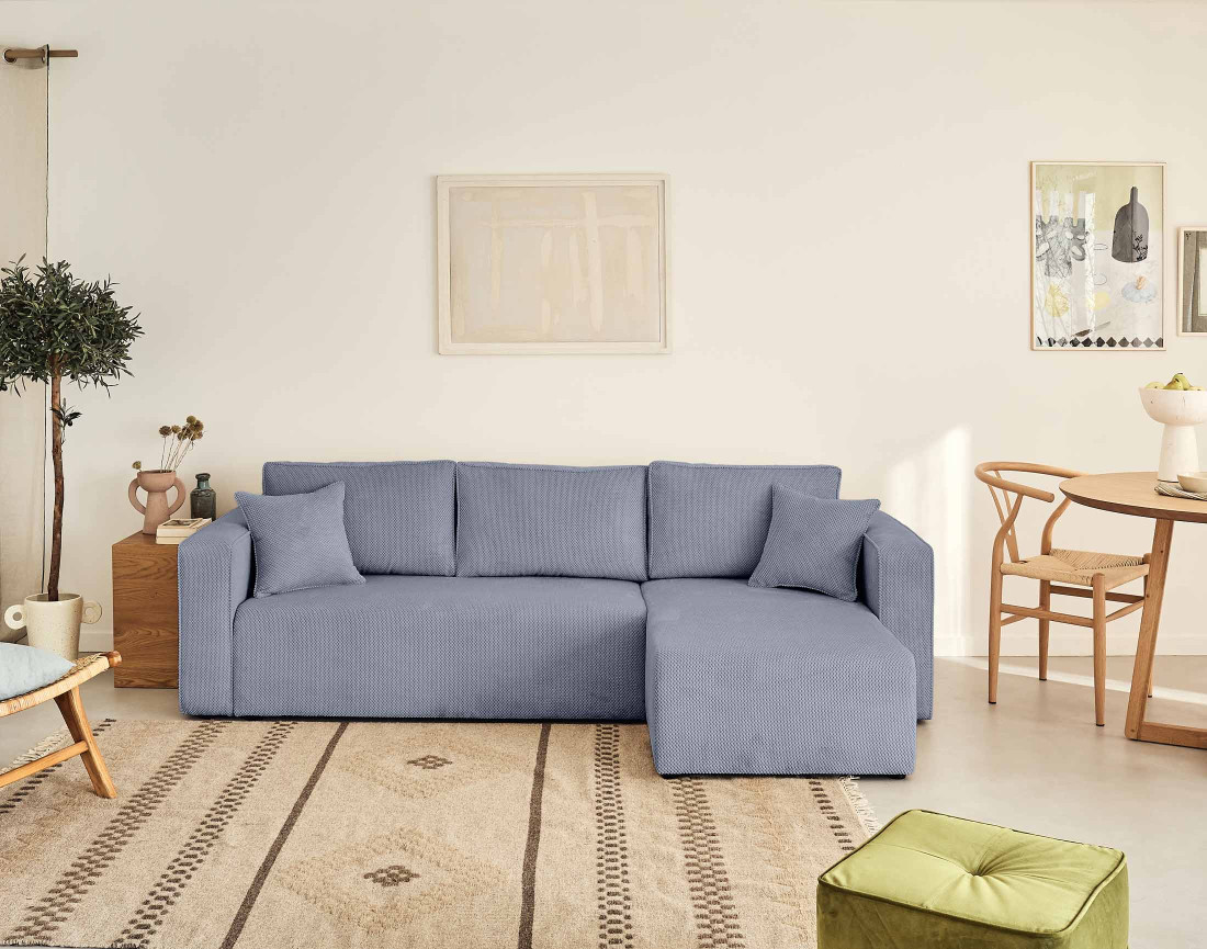 Canapé d'angle réversible 4 places velours texturé Topaze - Best Mobilier