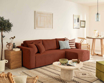 Canapé d'angle réversible 4 places velours texturé Topaze - Best Mobilier