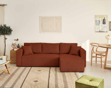 Canapé d'angle réversible 4 places velours texturé Topaze - Best Mobilier