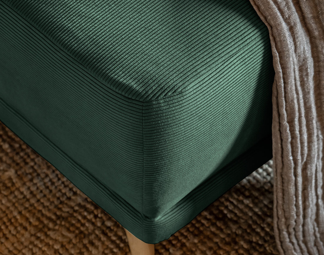 Canapé d'angle d'ange droit 5 places convertible avec coffre en velours côtelé Lena