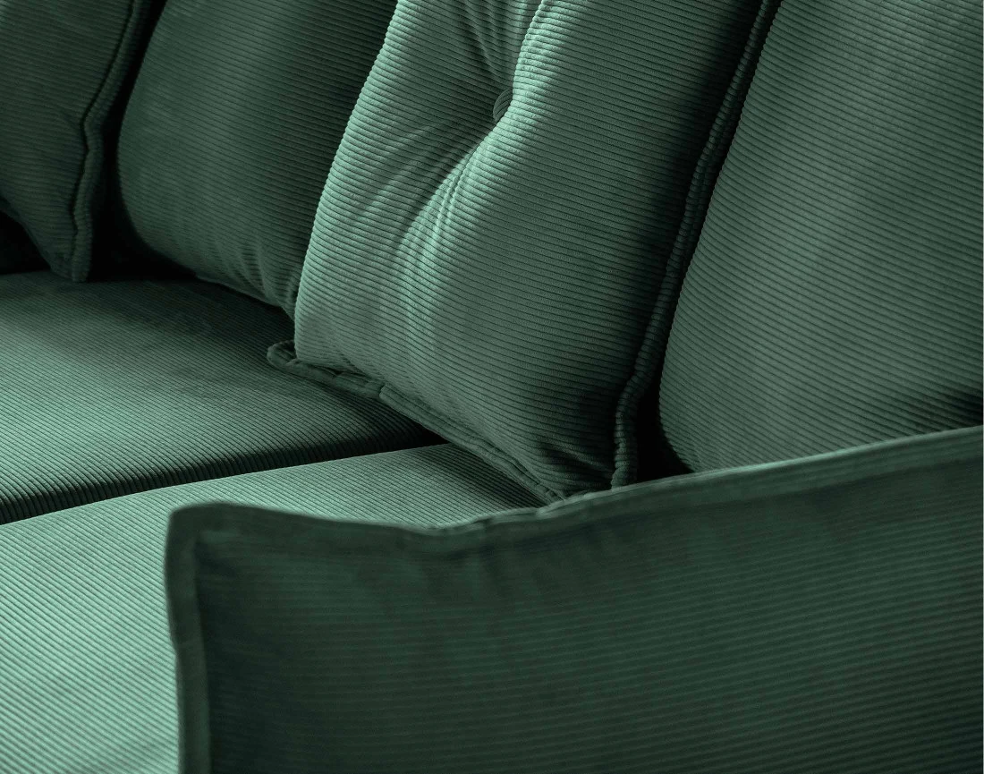 Canapé d'angle d'ange gauche 5 places convertible avec coffre en velours côtelé Lena