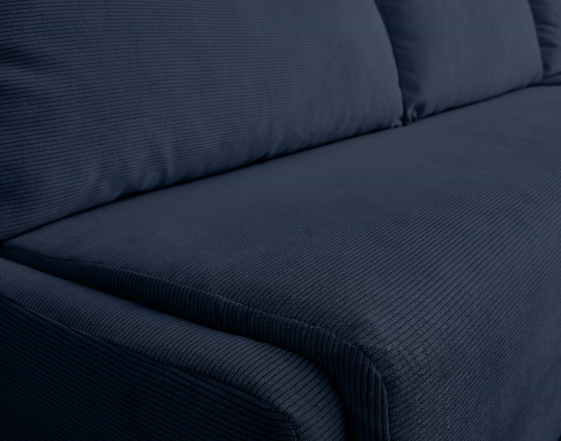 Canapé d'angle droit 4 places convertible couchage quotidien en velours côtelé Palmira