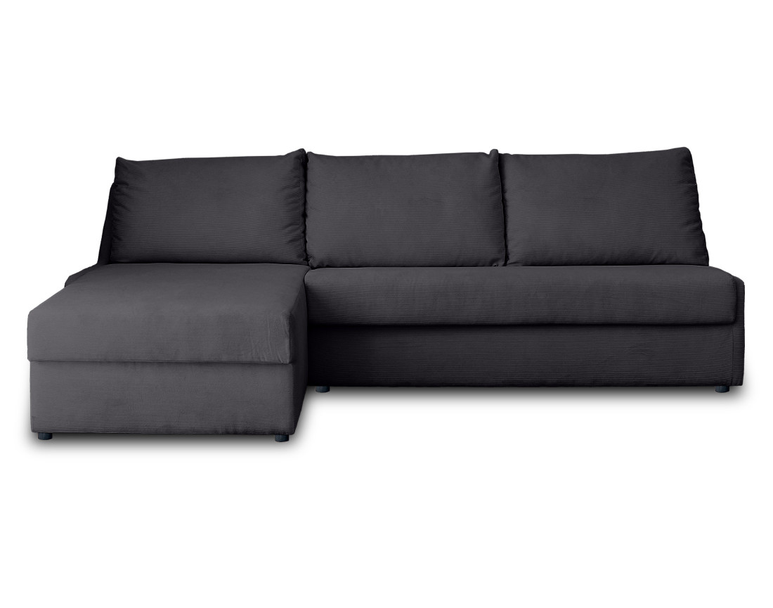 Canapé d'angle gauche 4 places convertible couchage quotidien en velours côtelé Palmira