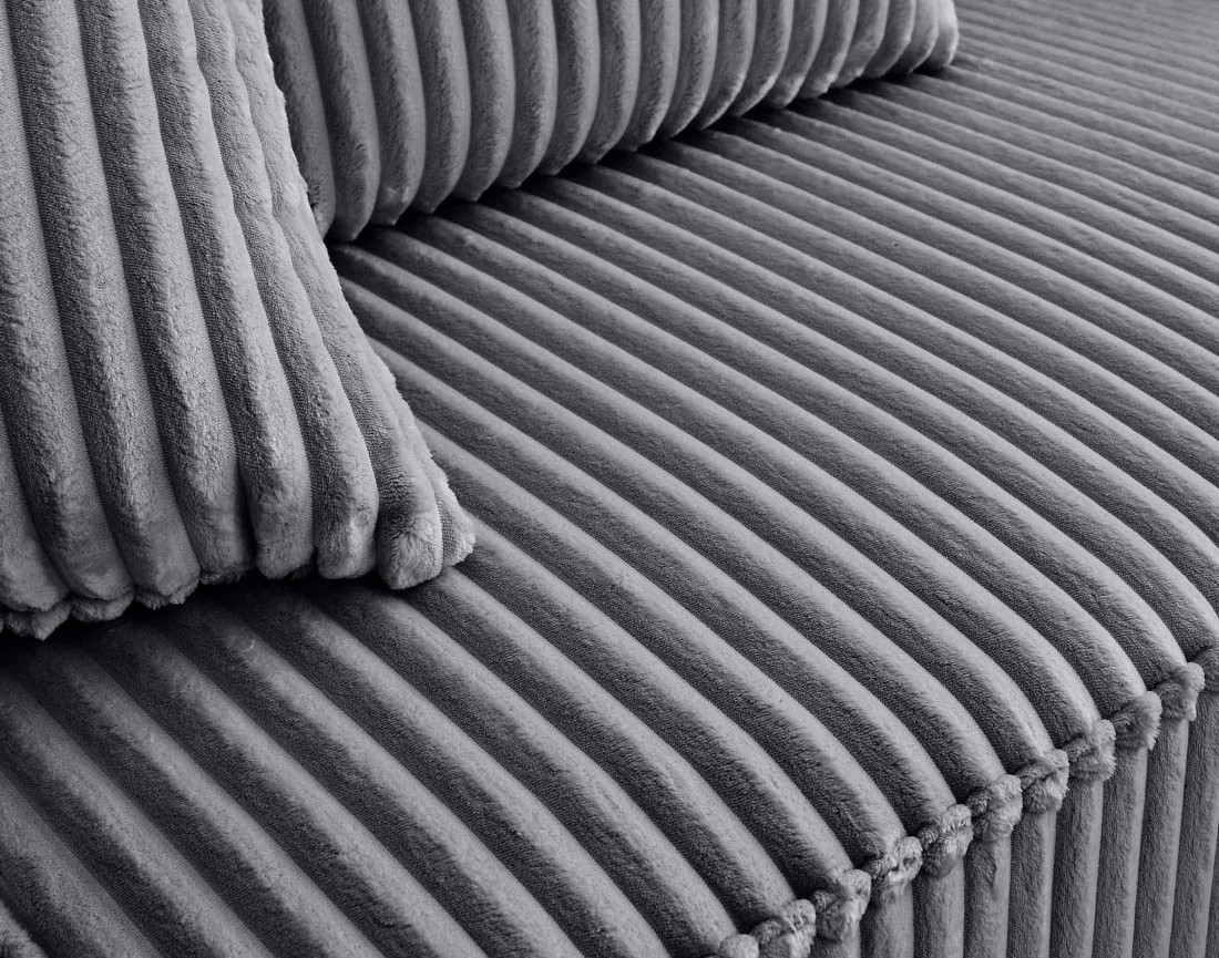 Canapé modulable d'angle droit 5 places en velours côtelé grosses côtes Colombine