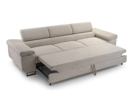 Canapé 3 places convertible avec têtières réglables en velours côtelé Pablo