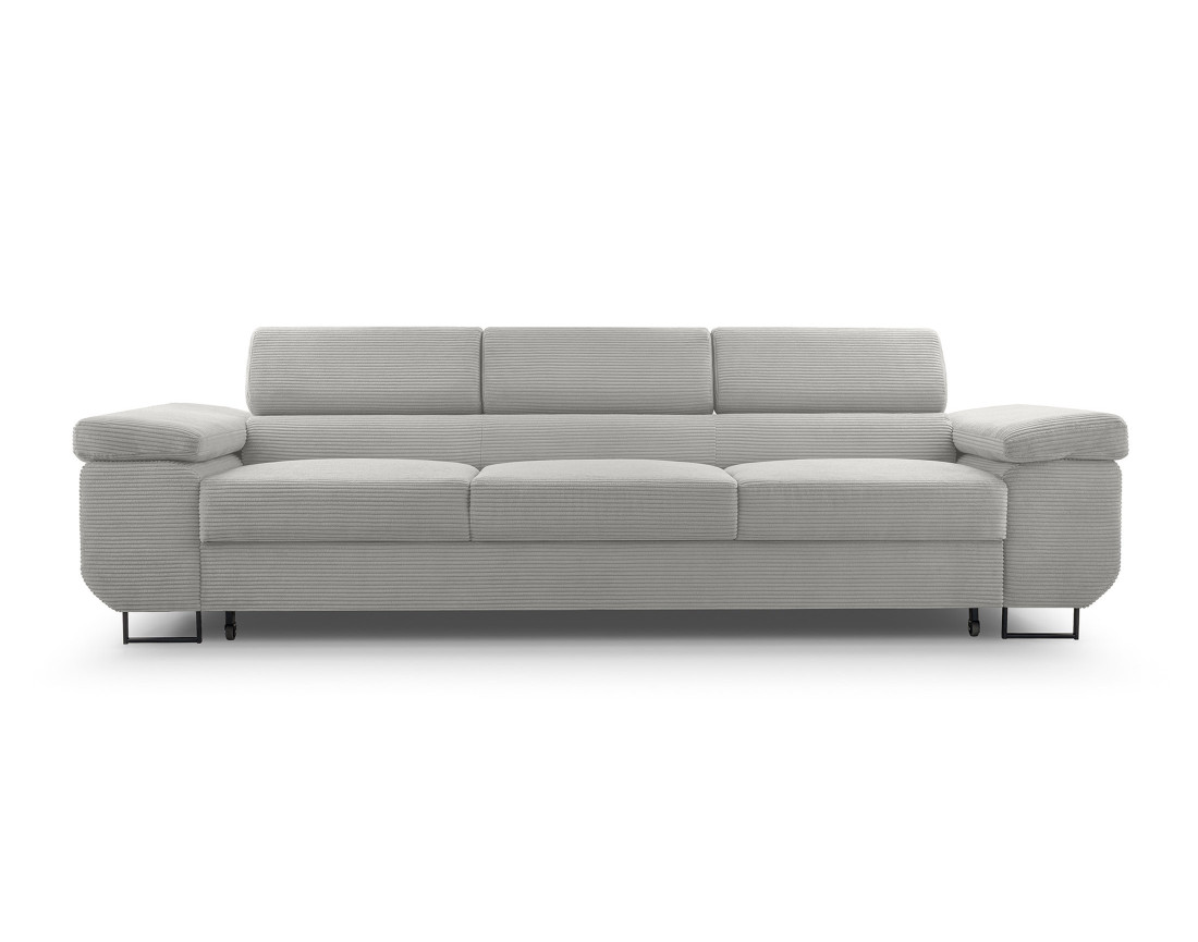 Canapé 3 places convertible avec têtières réglables en velours côtelé Pablo