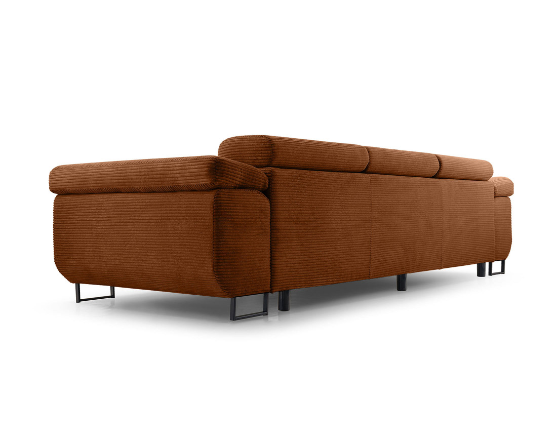 Canapé 3 places convertible avec têtières réglables en velours côtelé Pablo