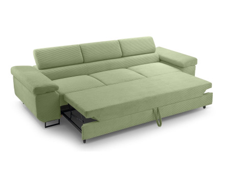 Canapé 3 places convertible avec têtières réglables en velours côtelé Pablo