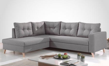 NORDIC - Canapé scandinave d'angle gauche L convertible en tissu - 234x86x188cm NORDIC - Canapé scandinave d'angle gauche L convertible en tissu - 234x86x188cm