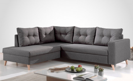 NORDIC - Canapé scandinave d'angle gauche L convertible en tissu - 234x86x188cm NORDIC - Canapé scandinave d'angle gauche L convertible en tissu - 234x86x188cm