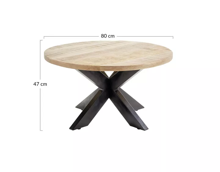 Table basse ronde bois et noir 80 cm Eldorado