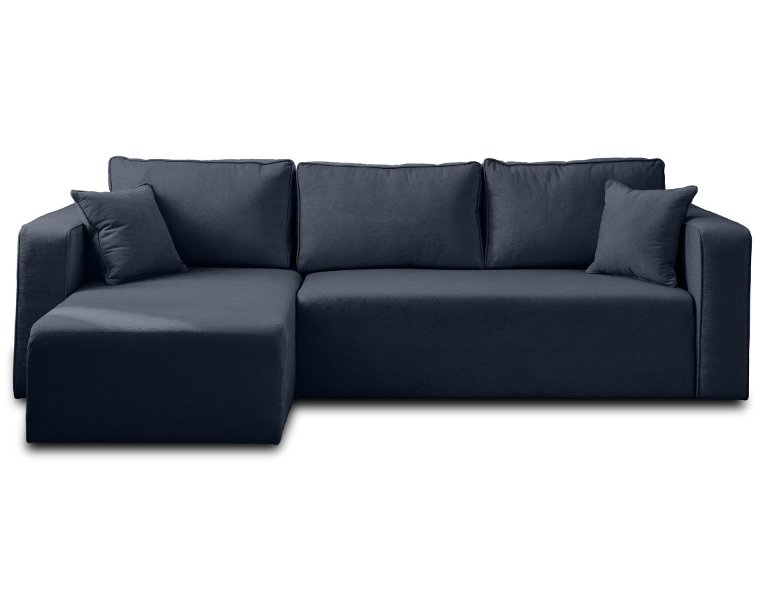 Canapé d'angle réversible 4 places convertible avec coffre en tissu Topaze
