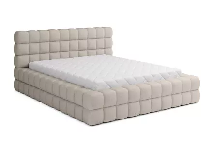 Lit coffre 140x200 cm sommier inclus en tissu bouclette Kingston