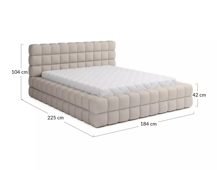 Lit coffre 140x200 cm sommier inclus en tissu bouclette Kingston