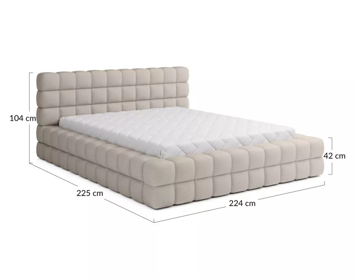 Lit coffre 180x200 cm sommier inclus en tissu bouclette Kingston