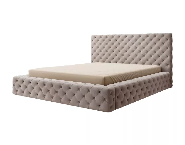 Lit coffre 140x200 cm sommier inclus en velours Christiana