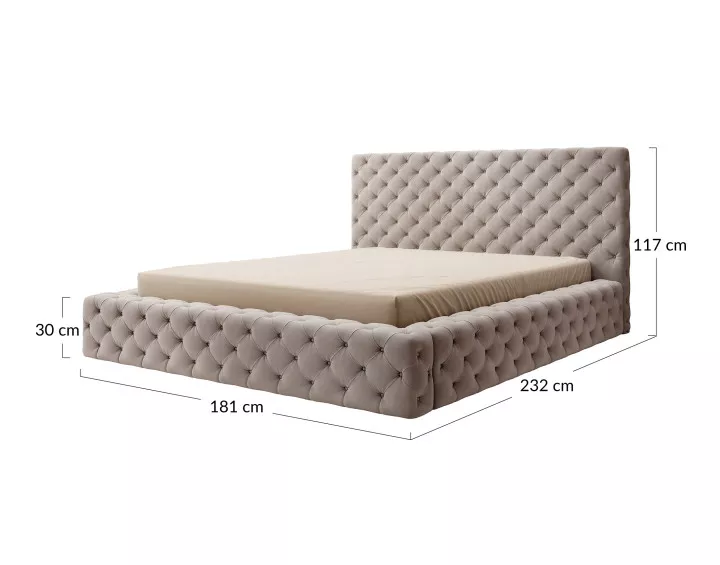 Lit coffre 140x200 cm sommier inclus en velours Christiana