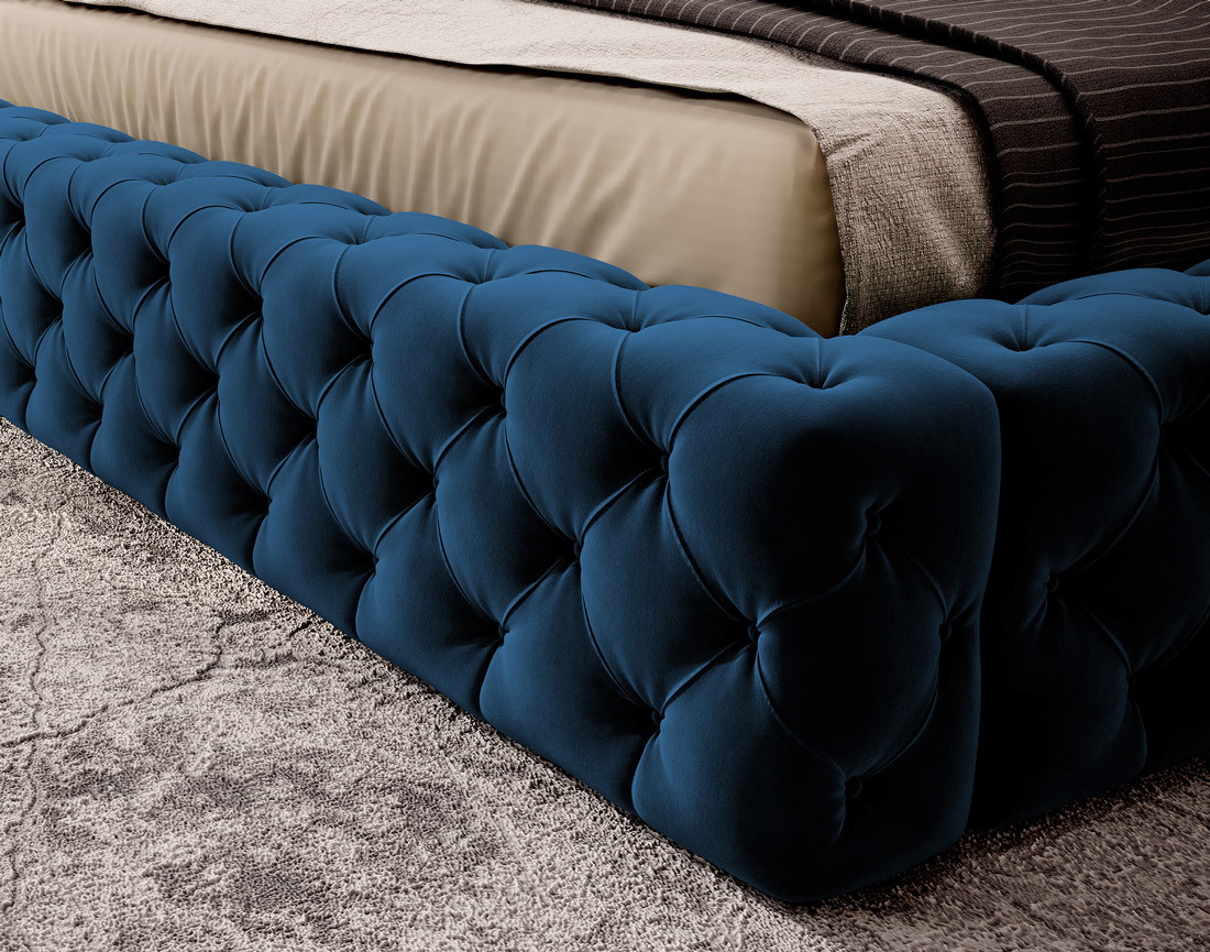 Lit coffre 180x200 cm sommier inclus en velours Christiana
