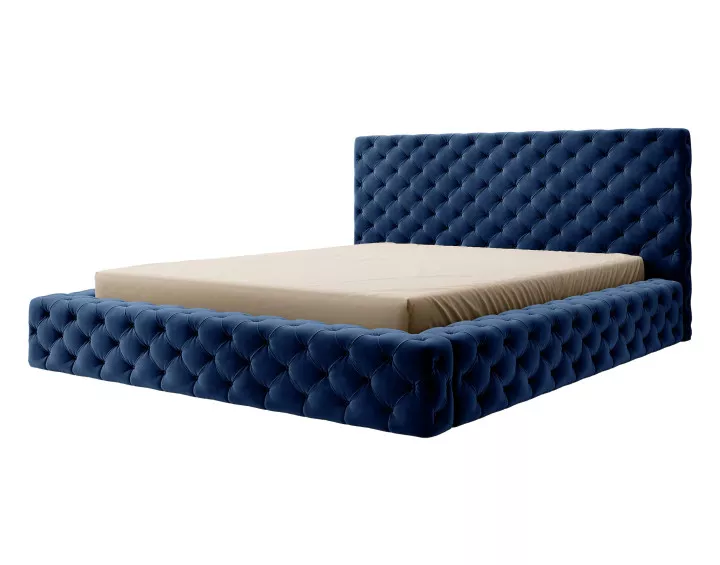 Lit coffre 180x200 cm sommier inclus en velours Christiana