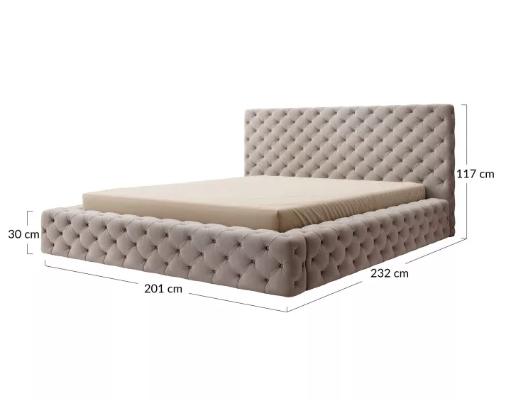 Lit coffre 180x200 cm sommier inclus en velours Christiana