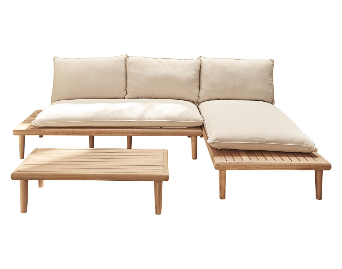 Salon bas de jardin 4 places + table en bois d'acacia FSC® 100% Papeete