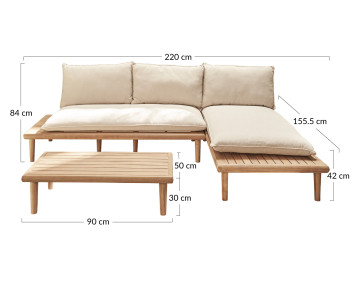 Salon bas de jardin 4 places + table en bois d'acacia FSC® 100% Papeete