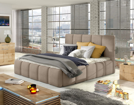 Lit coffre 140x200 cm sommier inclus en velours Lucea