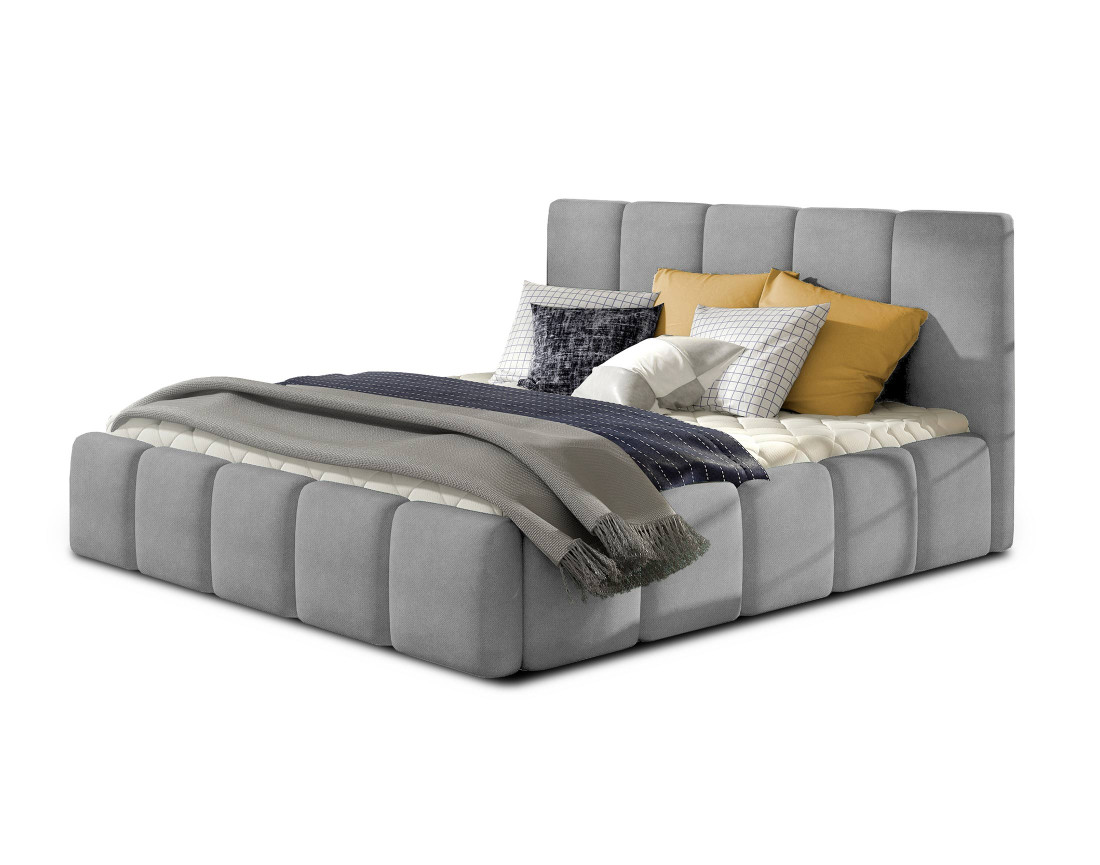 Lit coffre 160x200 cm sommier inclus en velours Lucea