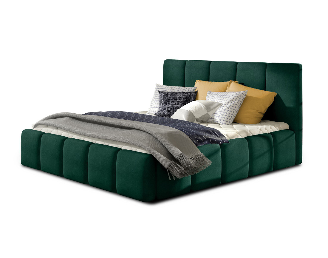 Lit coffre 160x200 cm sommier inclus en velours Lucea