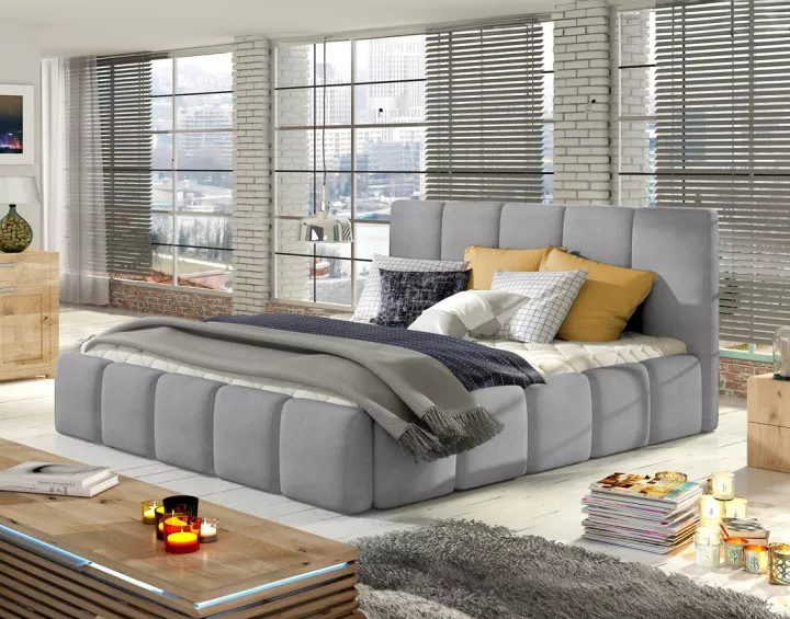 Lit coffre 180x200 cm sommier inclus en velours Lucea