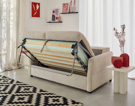 Canapé 2 places convertible express quotidien en velours côtelé Maho