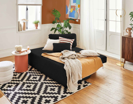 Canapé 3 places convertible avec coffre en velours côtelé Loutro