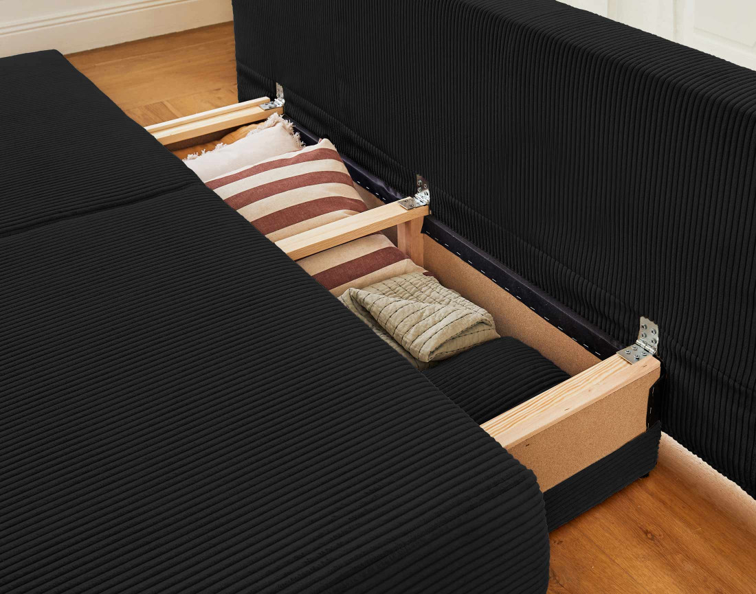 Canapé 3 places convertible avec coffre en velours côtelé Loutro