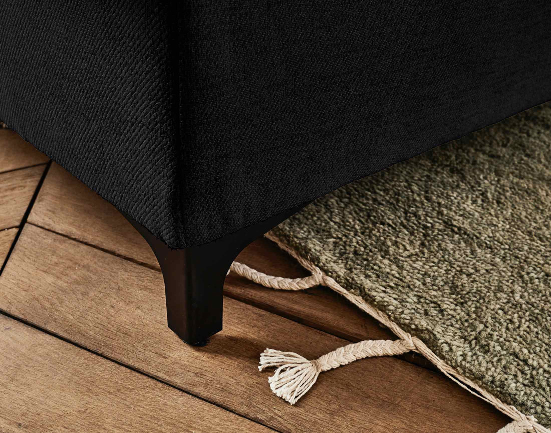 Canapé d'angle gauche 5 places convertible avec coffre et têtières en tissu Olinda