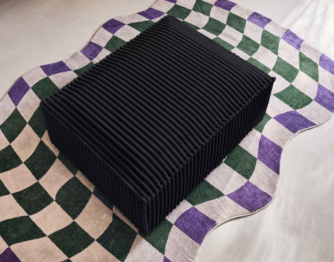 Pouf en velours côtelé grosses côtes Stella