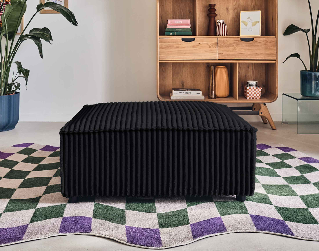 Pouf en velours côtelé grosses côtes Stella