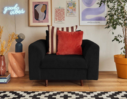 Fauteuil en velours côtelé Rune