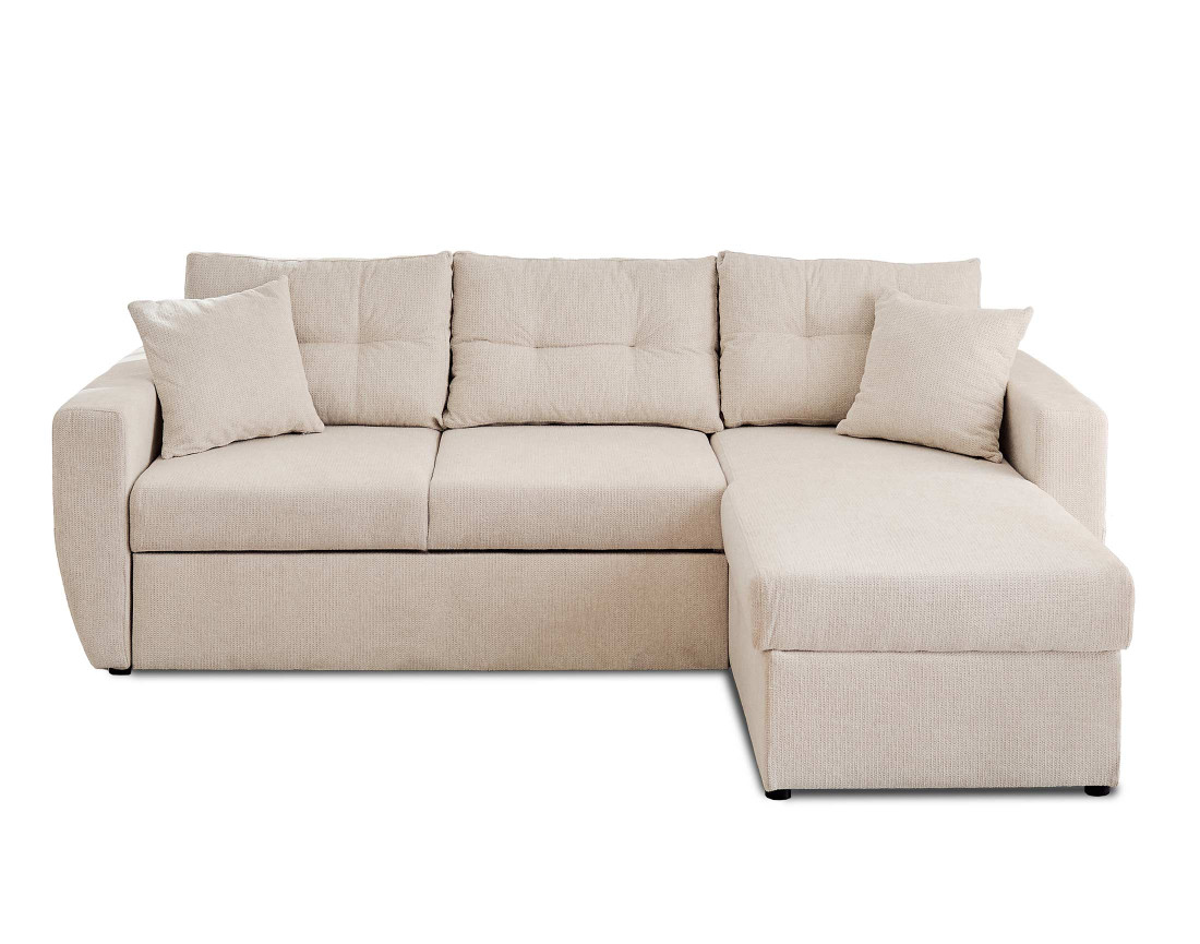 Canapé d'angle réversible 4 places convertible avec coffre en tissu texturé Astoria