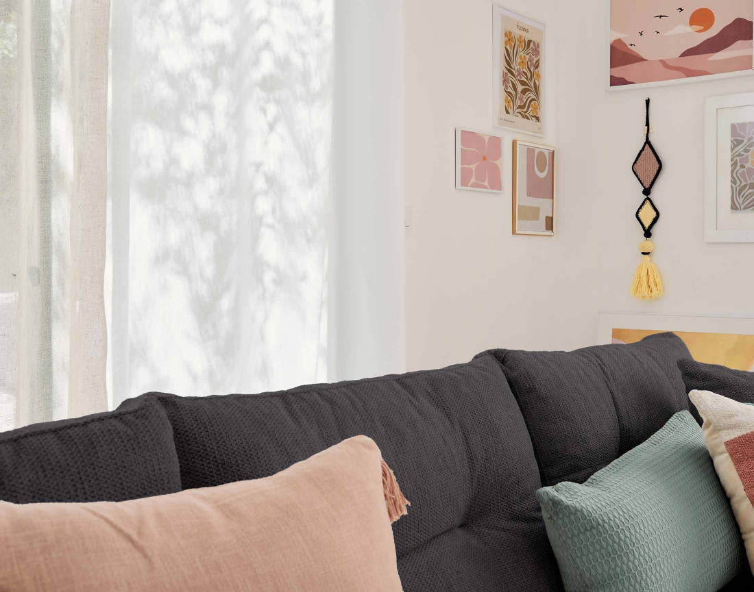 Canapé d'angle réversible 4 places convertible avec coffre en tissu texturé Astoria