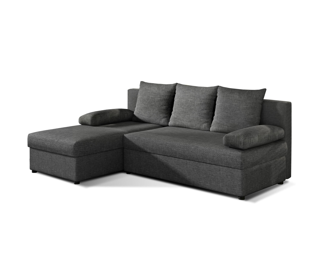 Canapé d'angle réversible 4 places convertible avec coffre en tissu Numancia Canapé d'angle réversible 4 places convertible avec coffre en tissu Numancia