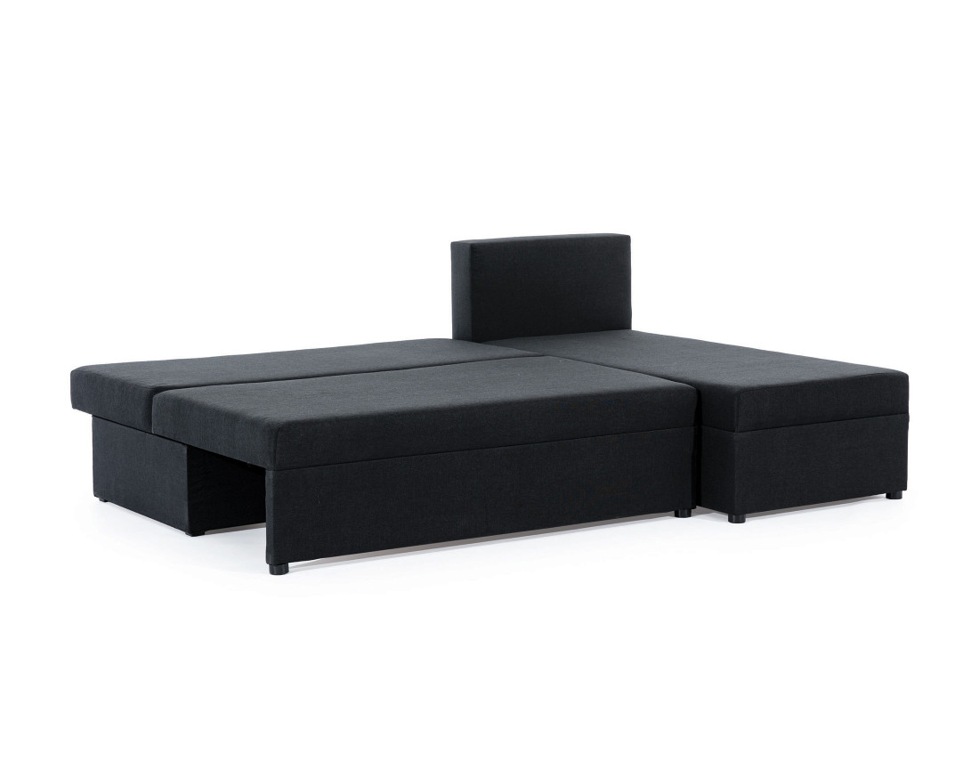 Canapé d'angle réversible 4 places convertible avec coffre en tissu Numancia