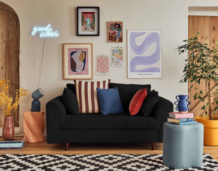 Canapé 2 places en velours côtelé Rune