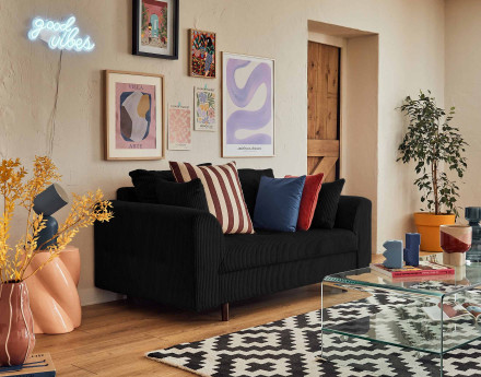 Canapé 2 places en velours côtelé Rune