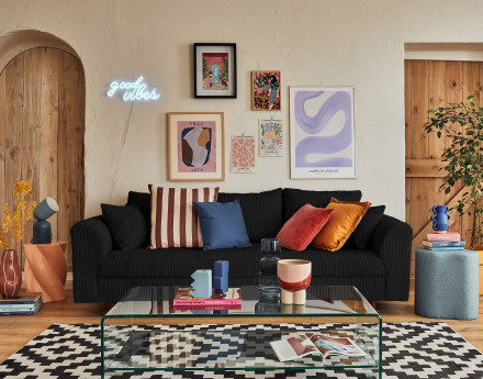 Canapé 3 places en velours côtelé Rune