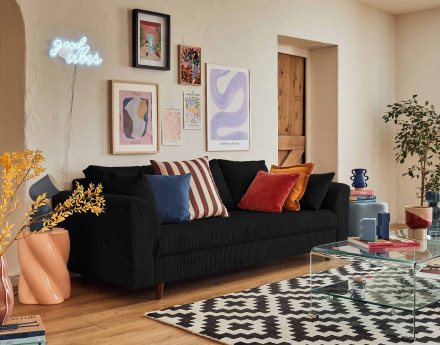 Canapé 3 places en velours côtelé Rune