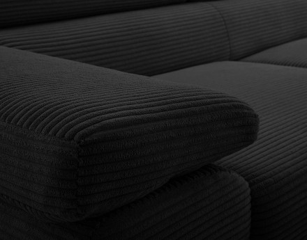Canapé 3 places convertible avec têtières réglables en velours côtelé Pablo