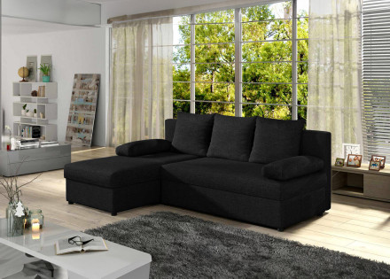 Canapé d'angle réversible 4 places convertible avec coffre en tissu Numancia