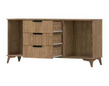 Buffet bas bois 3 tiroirs et 2 portes 150 cm Portmore