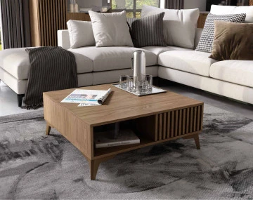 Table basse en bois 1 tiroir et 1 niche 80 cm Portmore