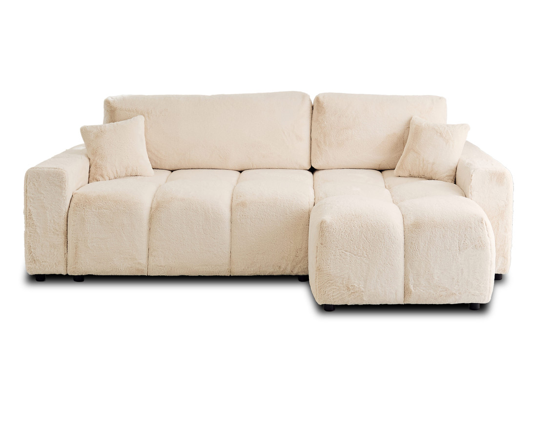 Canapé d'angle réversible convertible avec coffre 4 places en fausse fourrure Crocus Canapé d'angle réversible convertible avec coffre 4 places en fausse fourrure Crocus